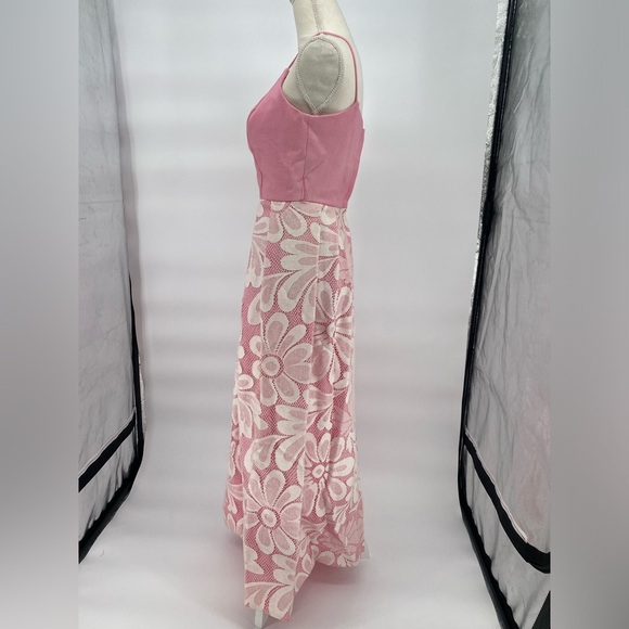 Vintage Handmade Pink Floral Women’s Spaghetti Straps Maxi Dress - Picture 6 of 15